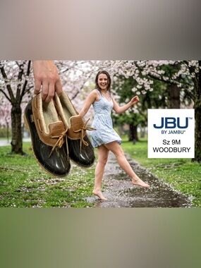 Duck Shoes JBU Women Sz 9 M WOODBURY Black Brown Waterproof Preowned